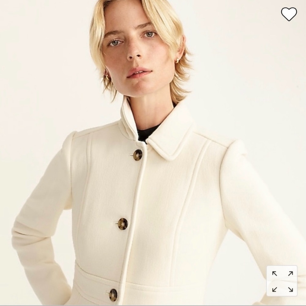 J.Crew Lady Day Topcoat in Italian Double-Cloth Wool Blend, Vintage White, sz 12